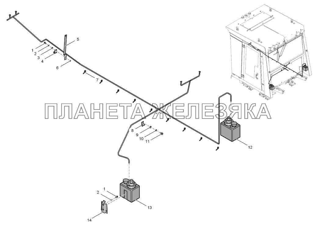 744Р1-5208000-2 Установка омывателей стекол кабины К-744Р2 