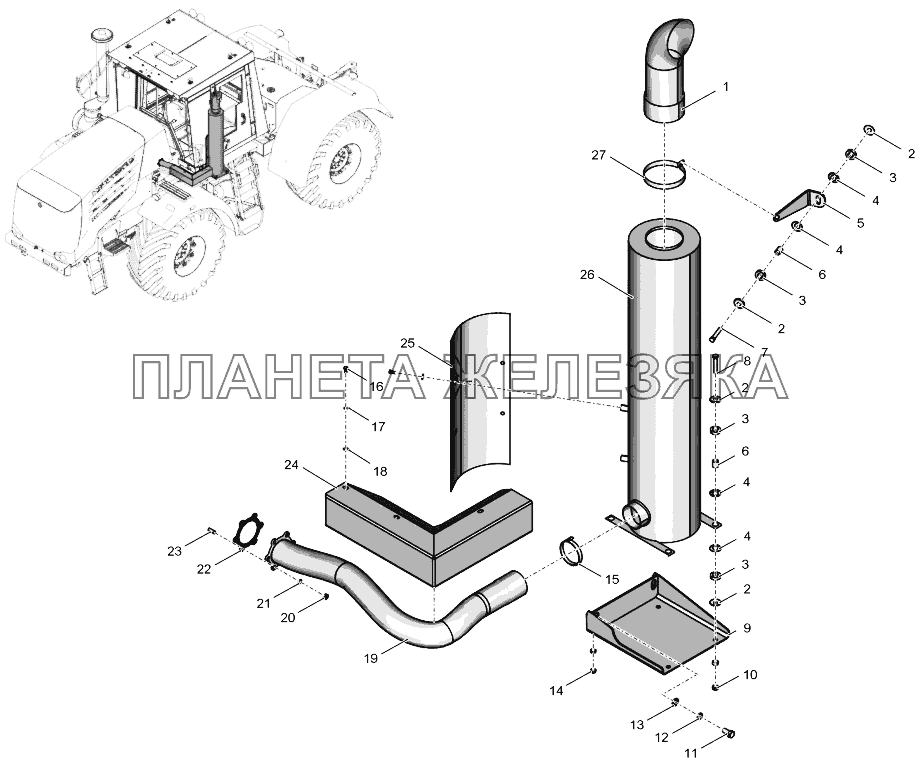 744Р3-1200000-2 Система выпуска отработавших газов К-744Р4 