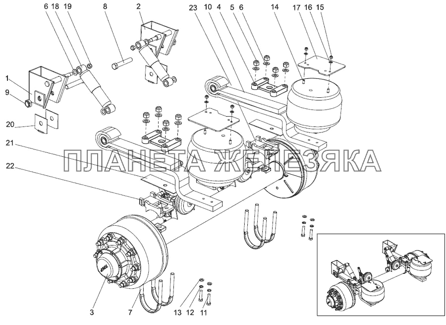 Ось с рессорами 9523-2410011-10 Тонар-9523