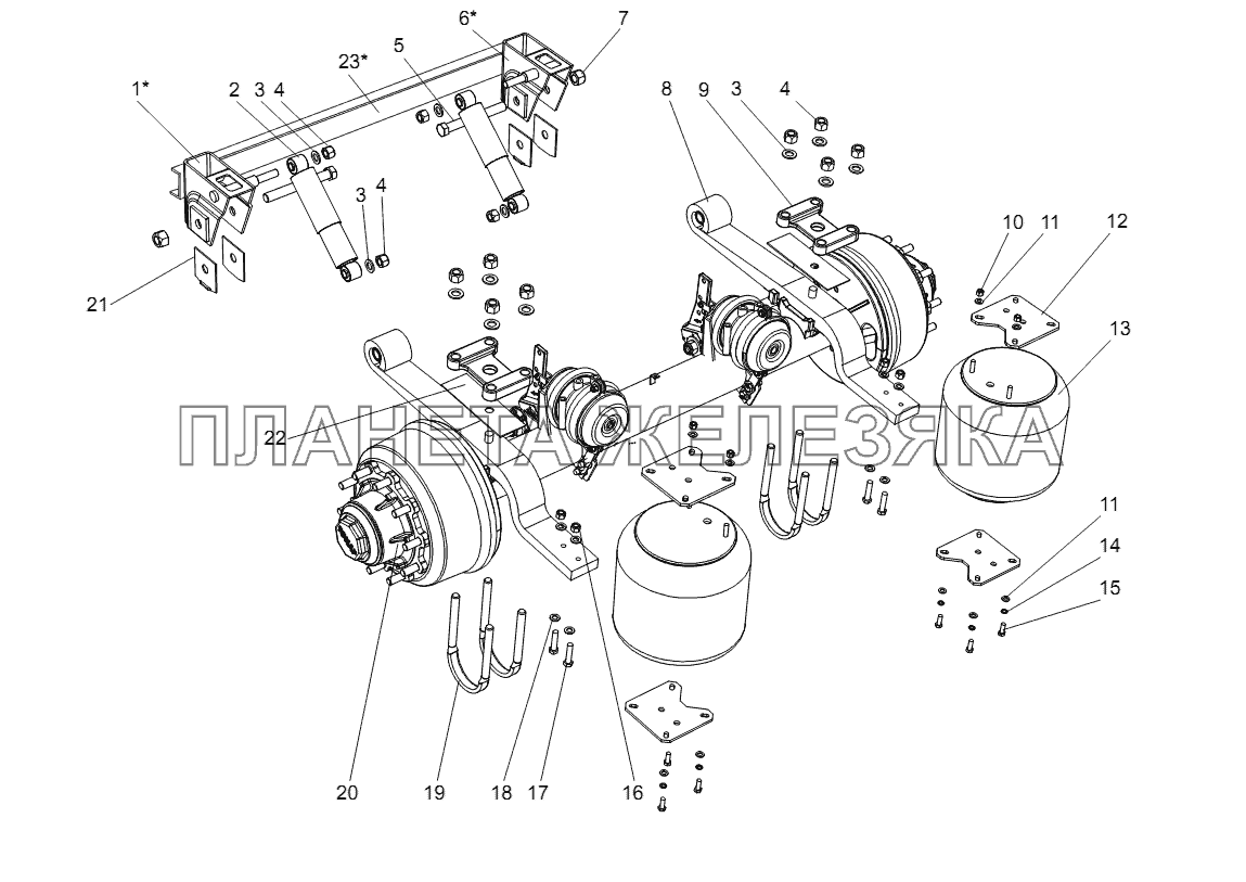 Ось с рессорами 9523-2415011-10 Тонар-952302