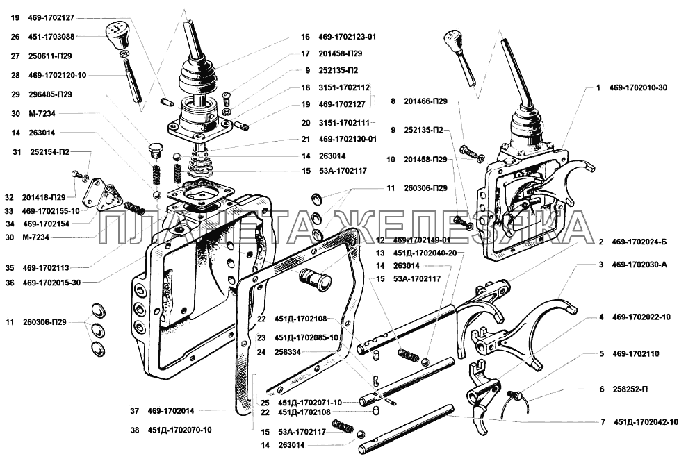 Механизм переключения передач УАЗ-31519