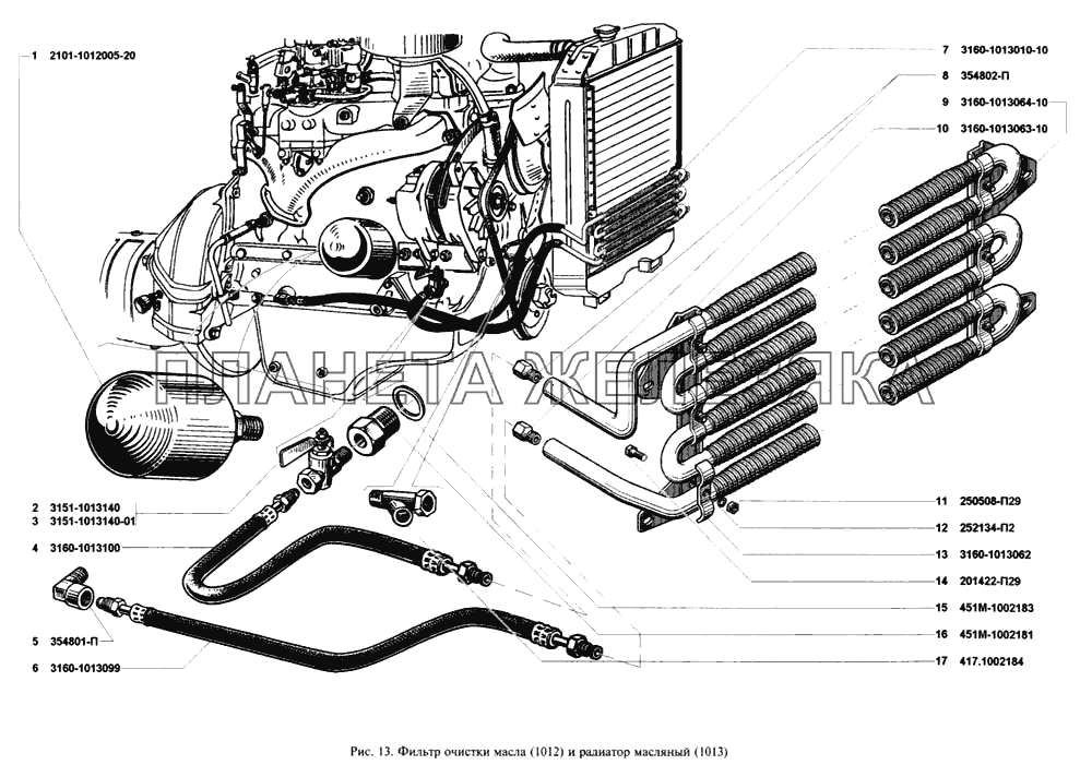 Фильтр очистки масла, радиатор масляный УАЗ-3160