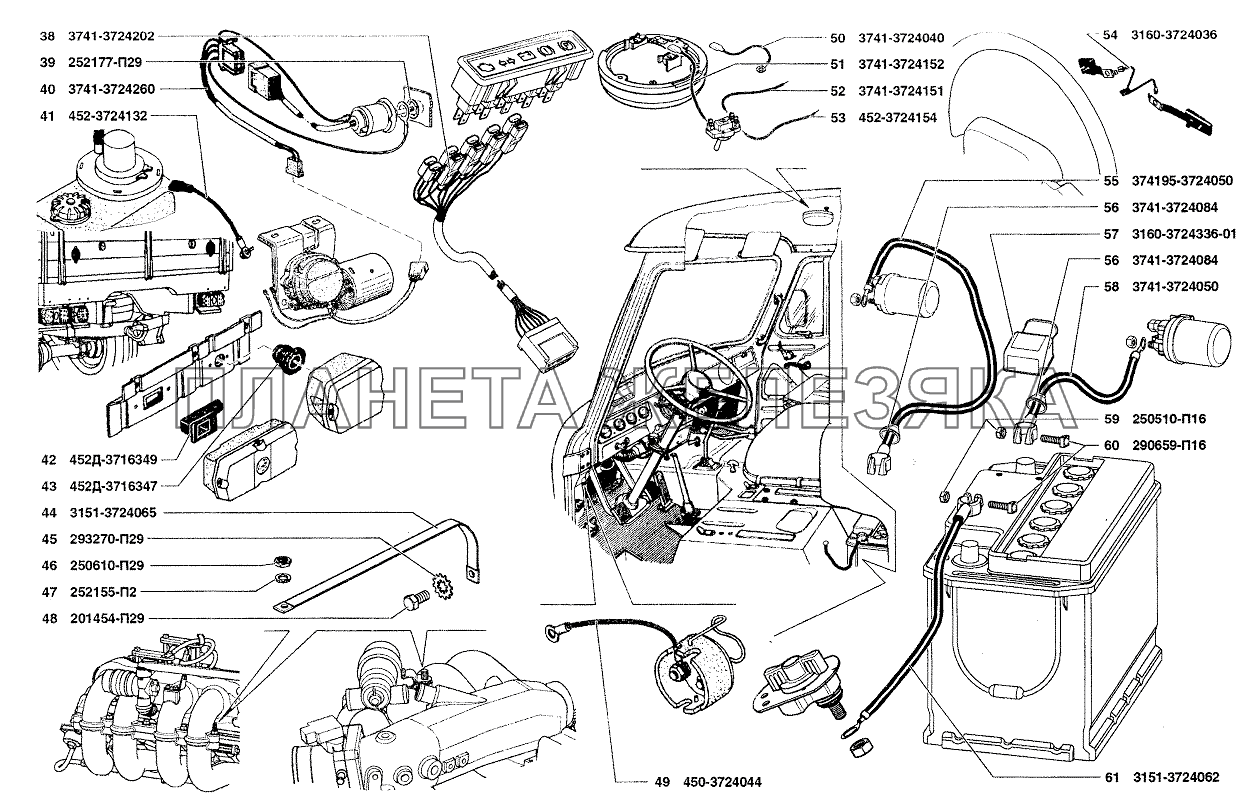 Электропровода (для автомобилей УАЗ-220694, УАЗ-374194.УАЗ-390994, УАЗ-396254, УАЗ-396294, УАЗ-220695, УАЗ-374195.УАЗ-390995, УАЗ-396255, УАЗ-396295 УАЗ-374195.УАЗ-390995) УАЗ-37419