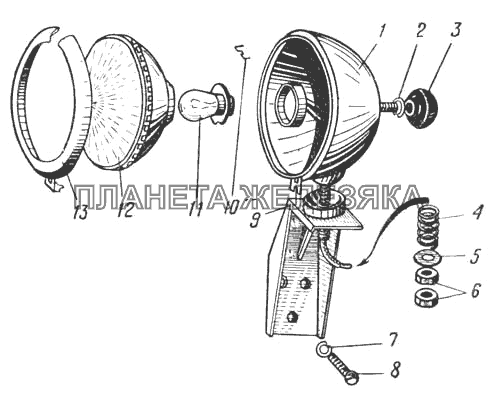 Поворотная фара (Рис. 119) УРАЛ-375