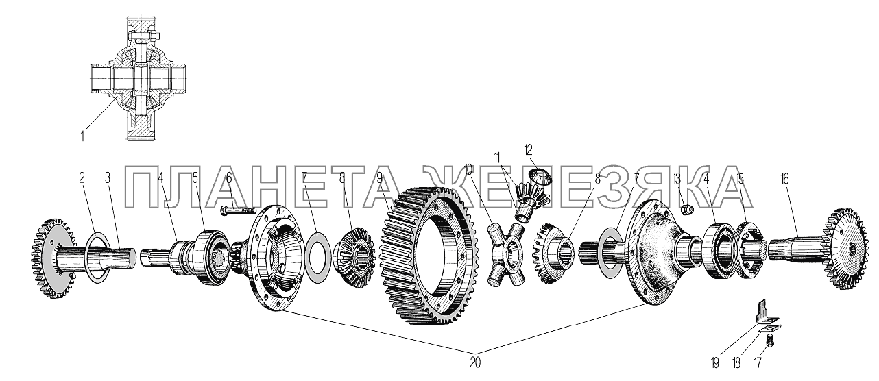 Дифференциал и полуоси среднего и заднего моста для автомобиля 4320-0001112-61Р02 УРАЛ-4320-61