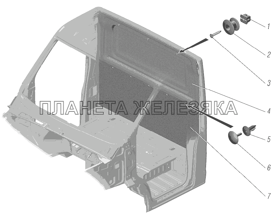 Установка обивки задка УРАЛ-4320-6951-74