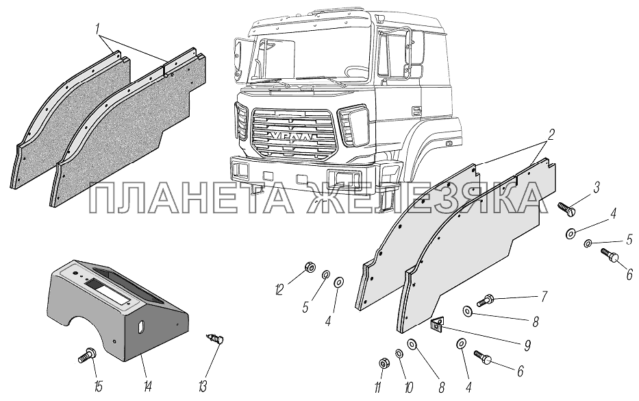 Установка шумоизоляции и накладки мотоотсека УРАЛ-4320-80М/82М