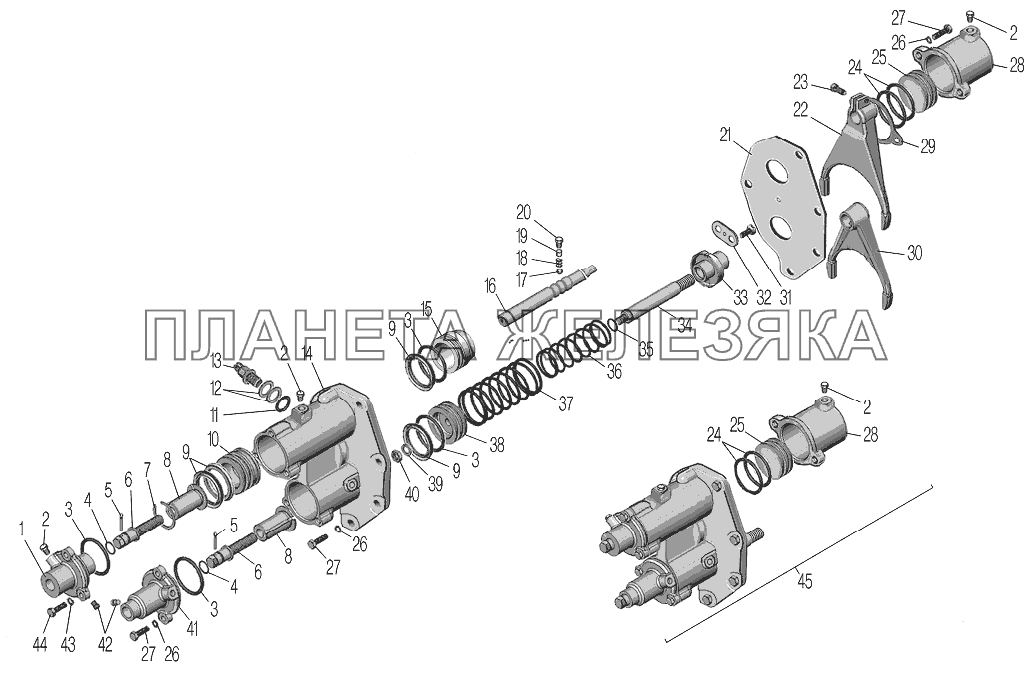 Управление и механизм переключения раздаточной коробки УРАЛ-4320-80М/82М