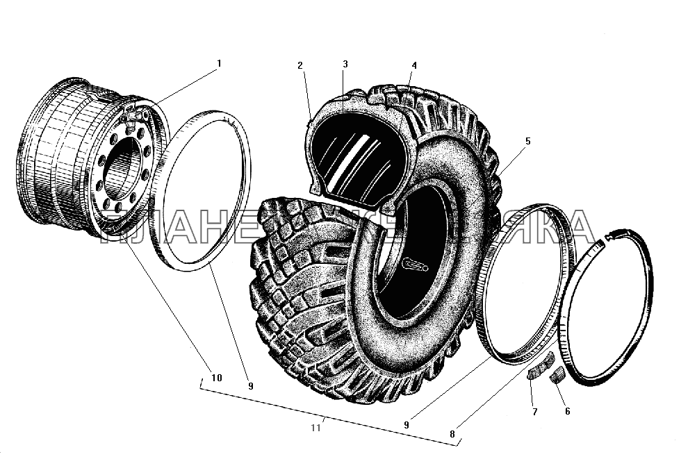 Колесо и шина УРАЛ-4320-31