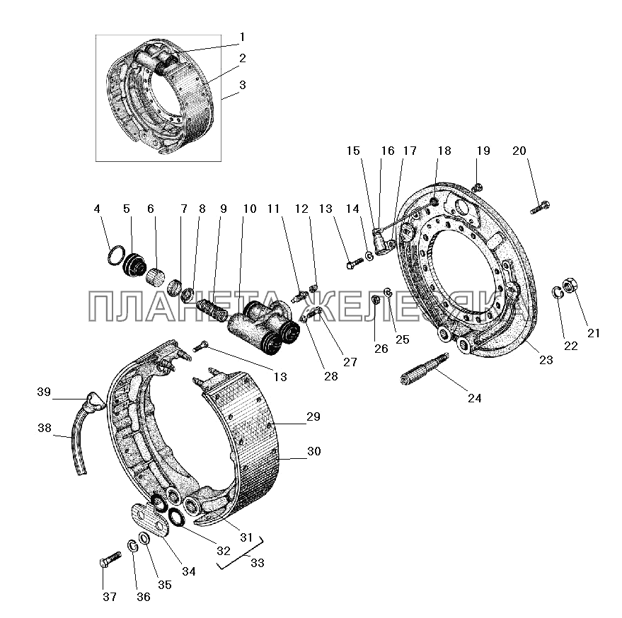 Рабочий тормоз переднего и заднего мостов УРАЛ-4320-31