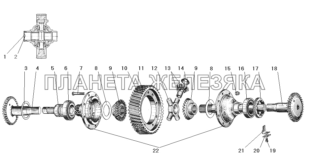 Дифференциал и полуоси среднего и заднего моста УРАЛ-4320-31