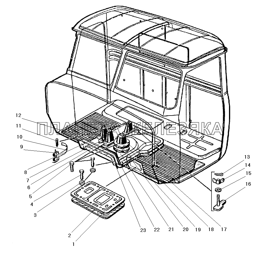 Уплотнители рычагов и коврики пола кабины УРАЛ-43203-10