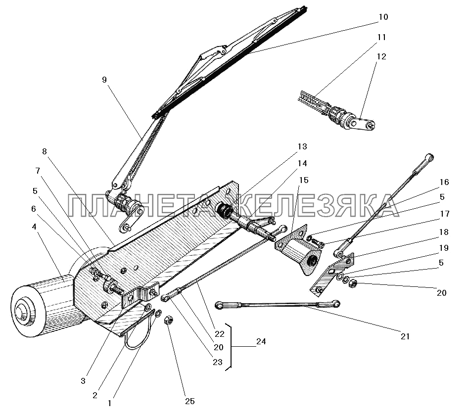 Стеклоочиститель и его привод УРАЛ-43203-10