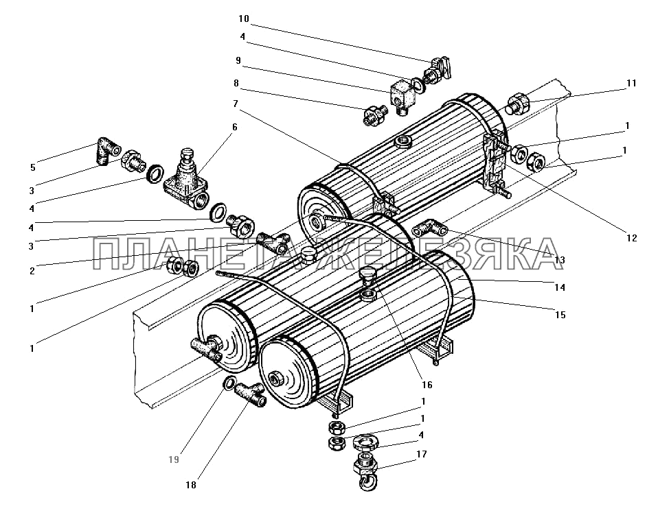 Установка воздушных баллонов УРАЛ-43203-10