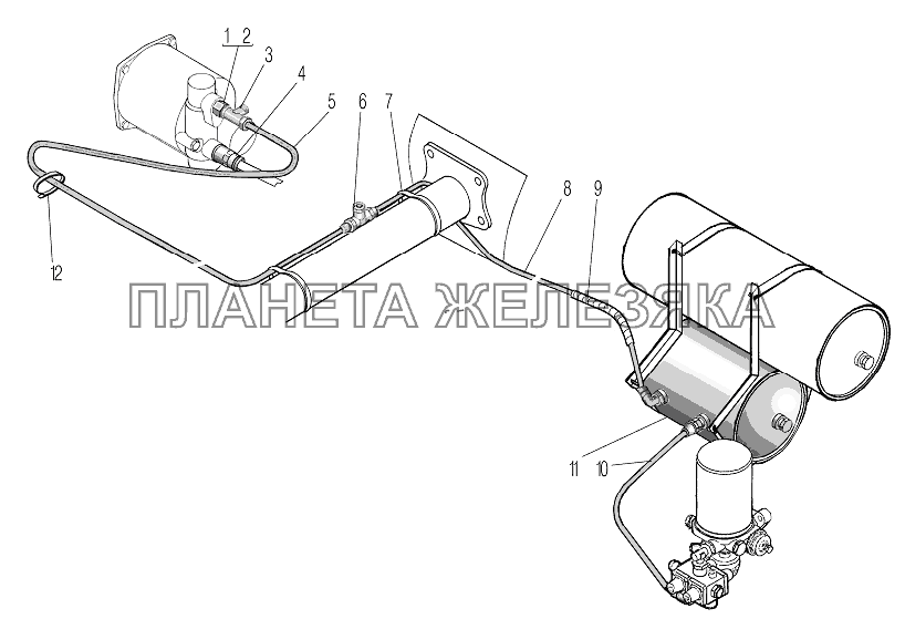 Установка пневмопривода выключения сцепления УРАЛ-43204-1153-70