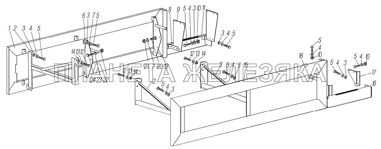 Установка боковых  защитных устройств УРАЛ-4320-1958-70И