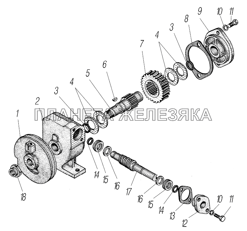 Редуктор подъема запасного колеса УРАЛ-43204-1153-70