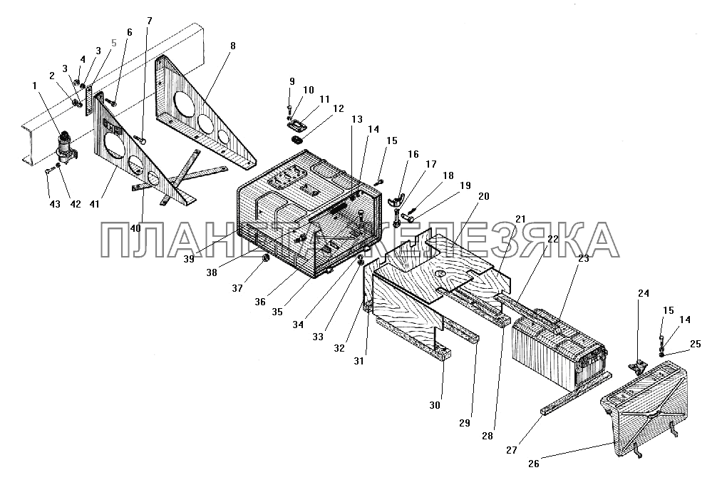 Установка аккумуляторных батарей УРАЛ-4320-41