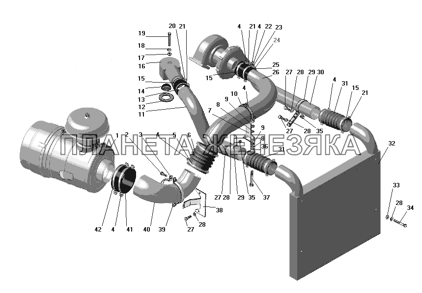 Воздуховод с воздушным фильтром УРАЛ-4320-41