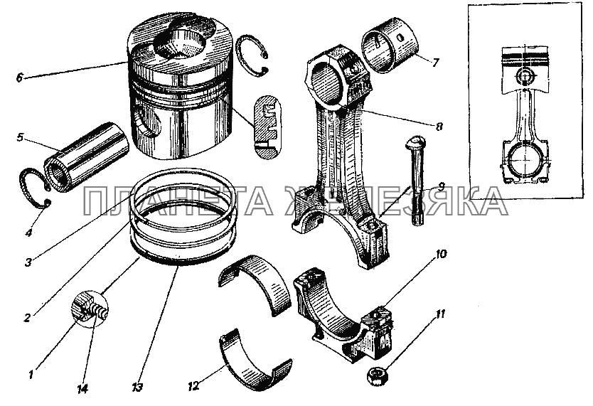 Поршень и шатун УРАЛ-4320