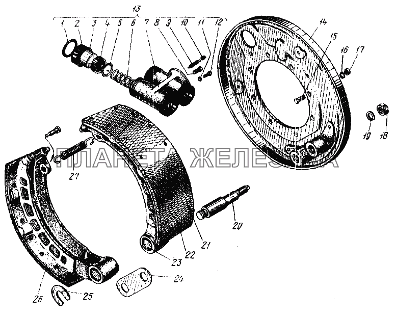 Тормоз рабочий УРАЛ-4320