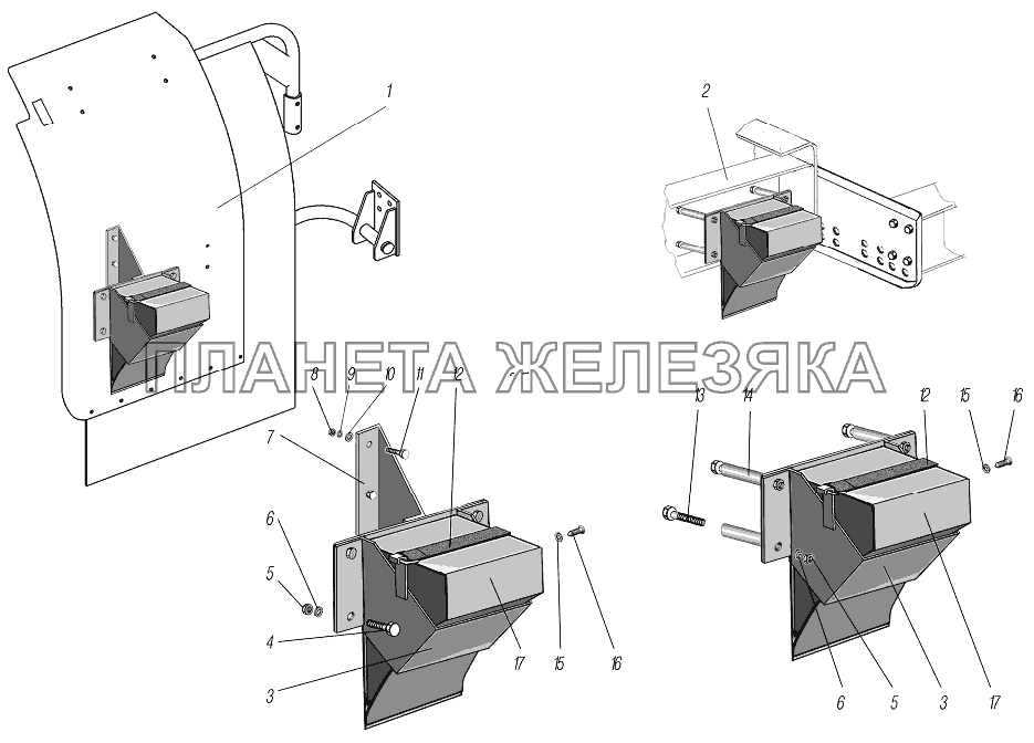 Установка держателей противооткатных упоров УРАЛ-44202-3511-80