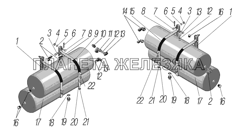 Установка воздушных баллонов УРАЛ-44202-3511-80