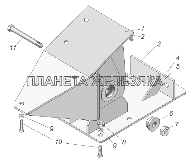 Установка передней подвески кабины УРАЛ-44202-0511-58