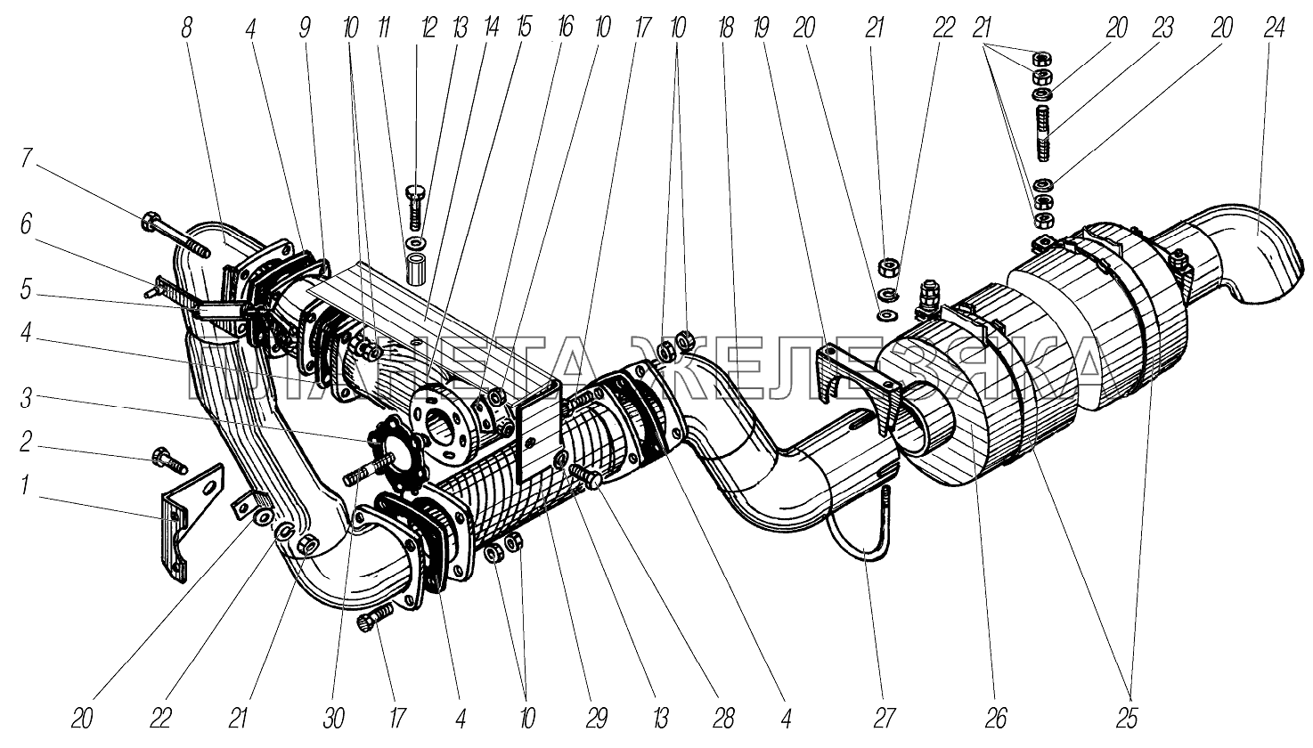 Cистема выпуска газов УРАЛ-4320-0971-58