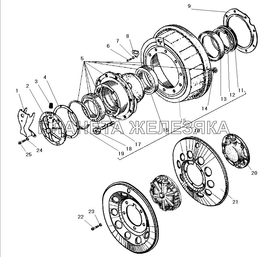 Ступица колеса и тормозной барабан УРАЛ-532301