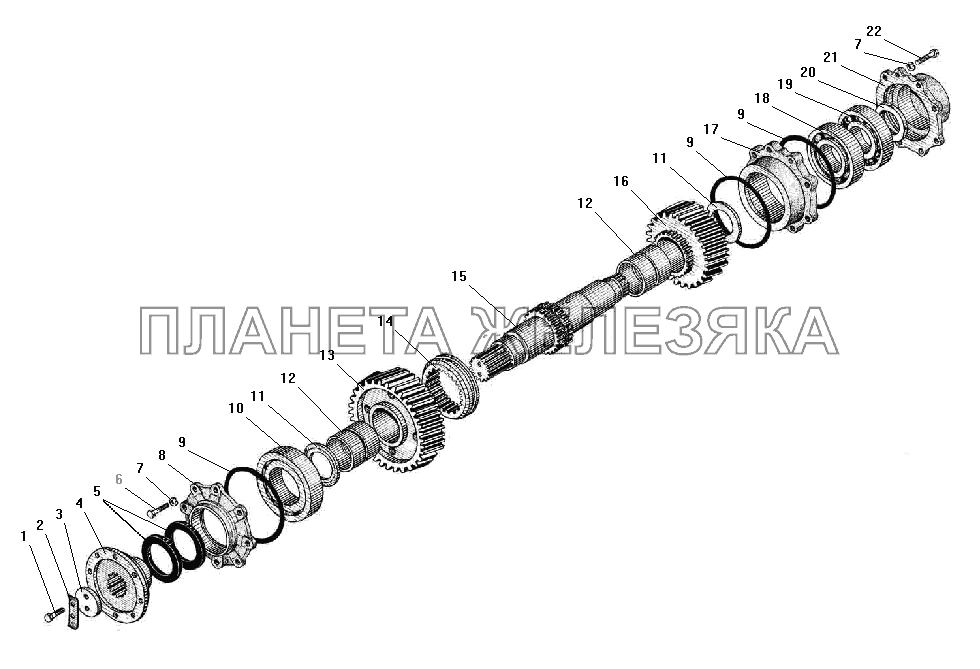 Первичный вал раздаточной коробки УРАЛ-532301