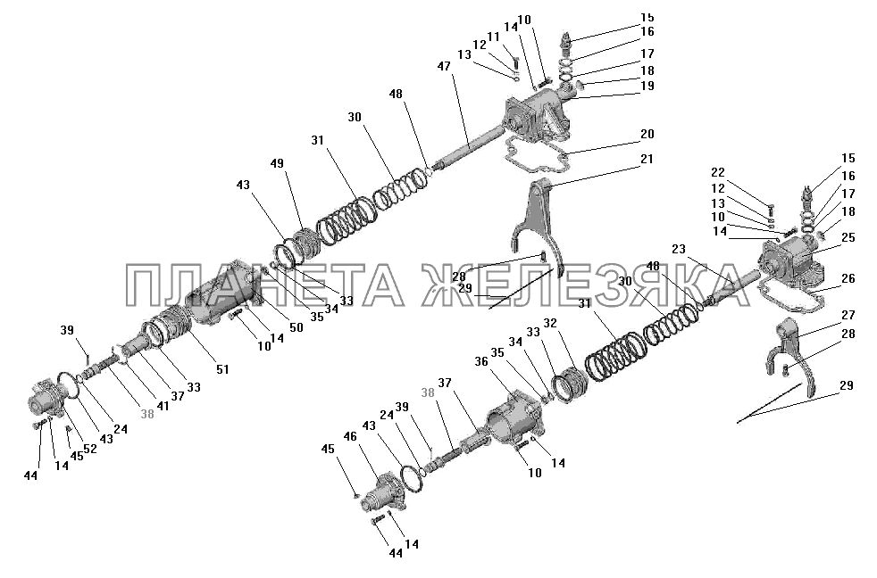 Управление и механизм переключения раздаточной коробки УРАЛ-532301