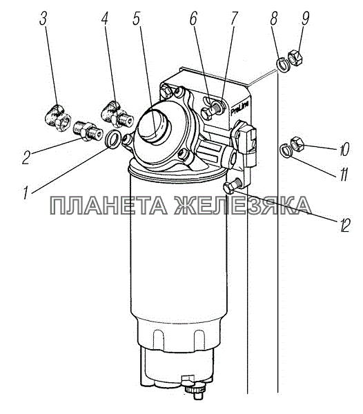 Установка фильтра грубой очистки топлива УРАЛ-55571-1121-70