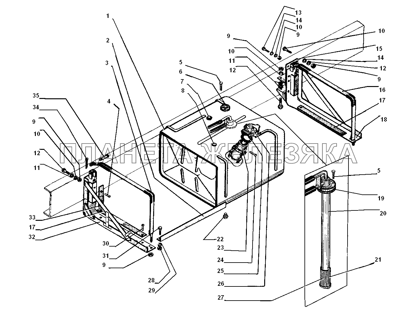 Основной топливный бак УРАЛ-55571-30