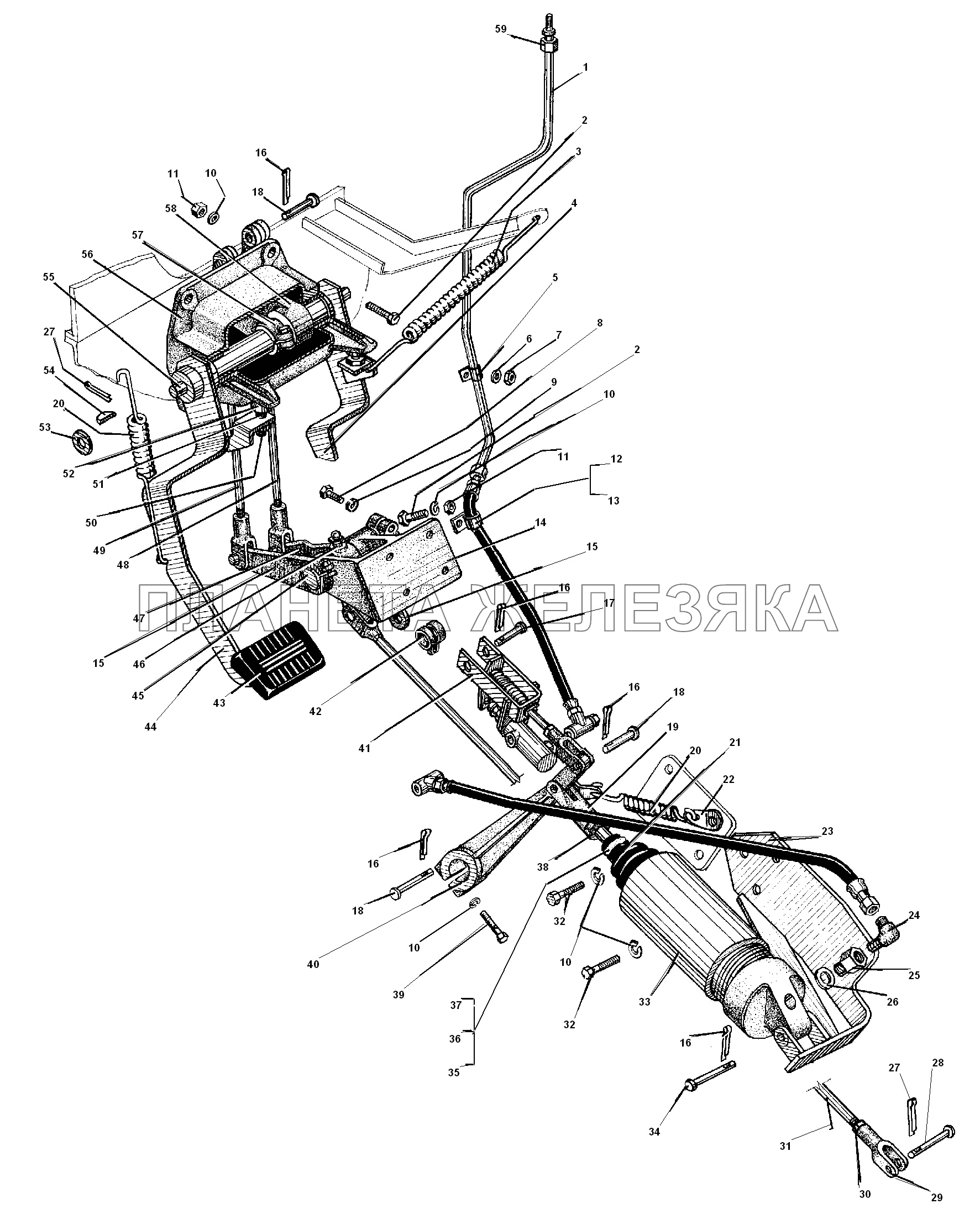Привод педалей сцепления и тормоза УРАЛ-55571-30