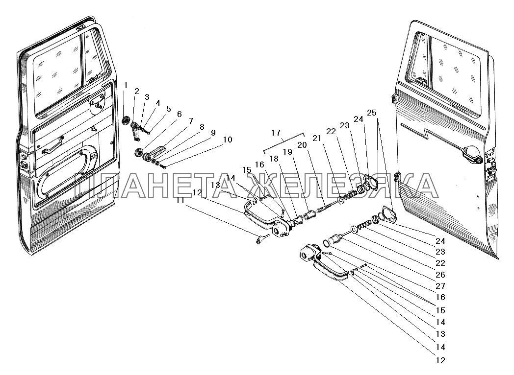 Ручки двери УРАЛ-55571-40