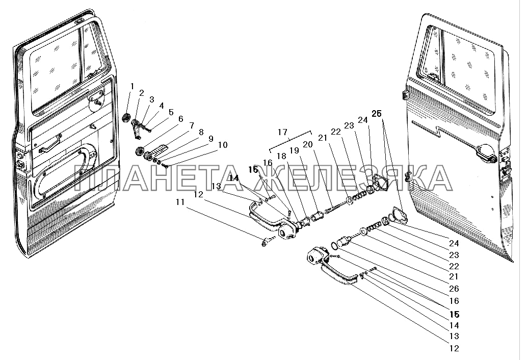 Ручки двери УРАЛ-5557-40