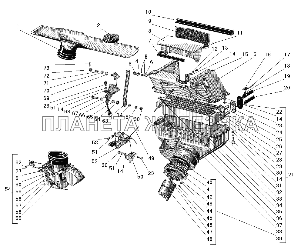 Вентиляция и отопление кабины УРАЛ-5557-40