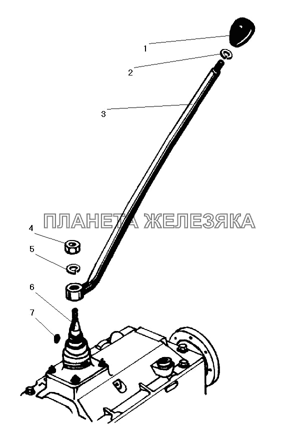 Установка рычага переключения передач коробки передач УРАЛ-5557-40