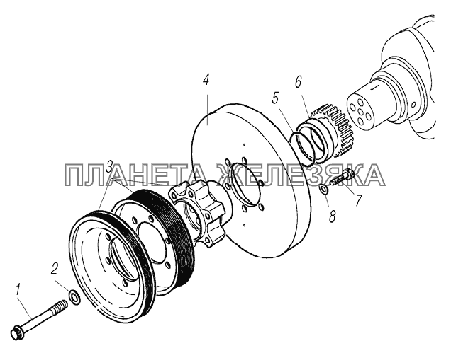 Демпфер и шкивы вала коленчатого УРАЛ-6370-1121