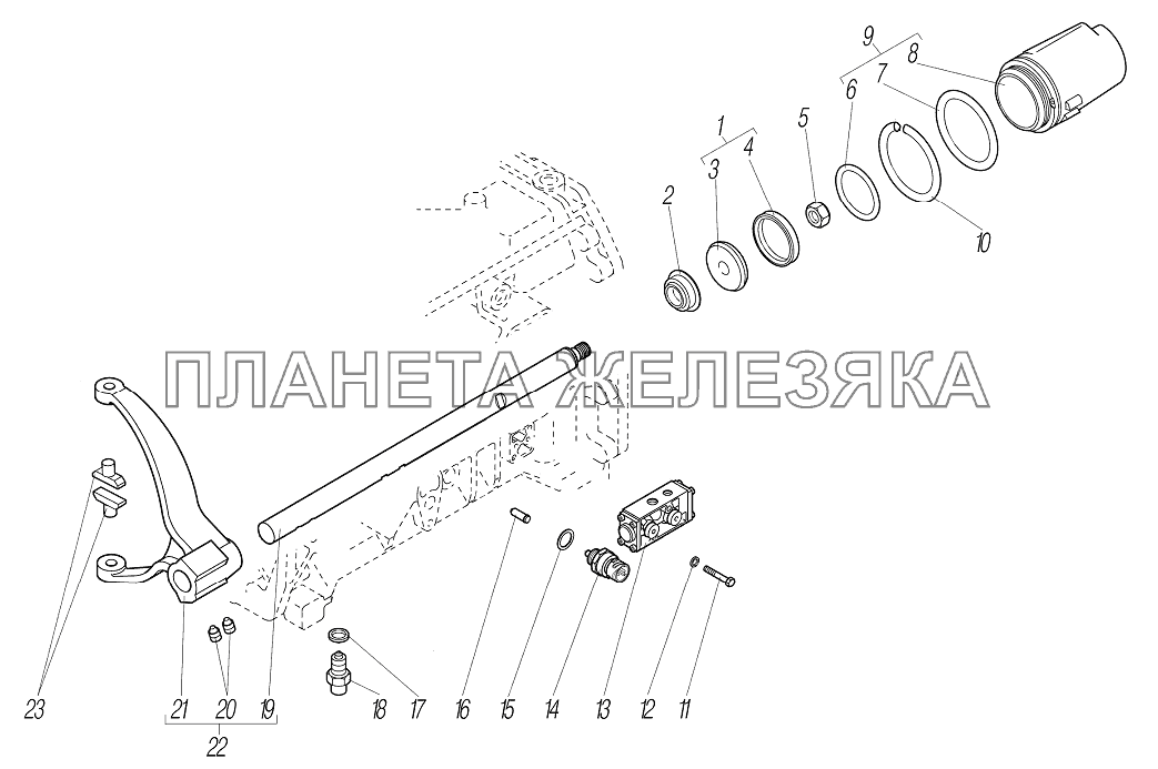 Механизм управления демультипликатором УРАЛ-63704