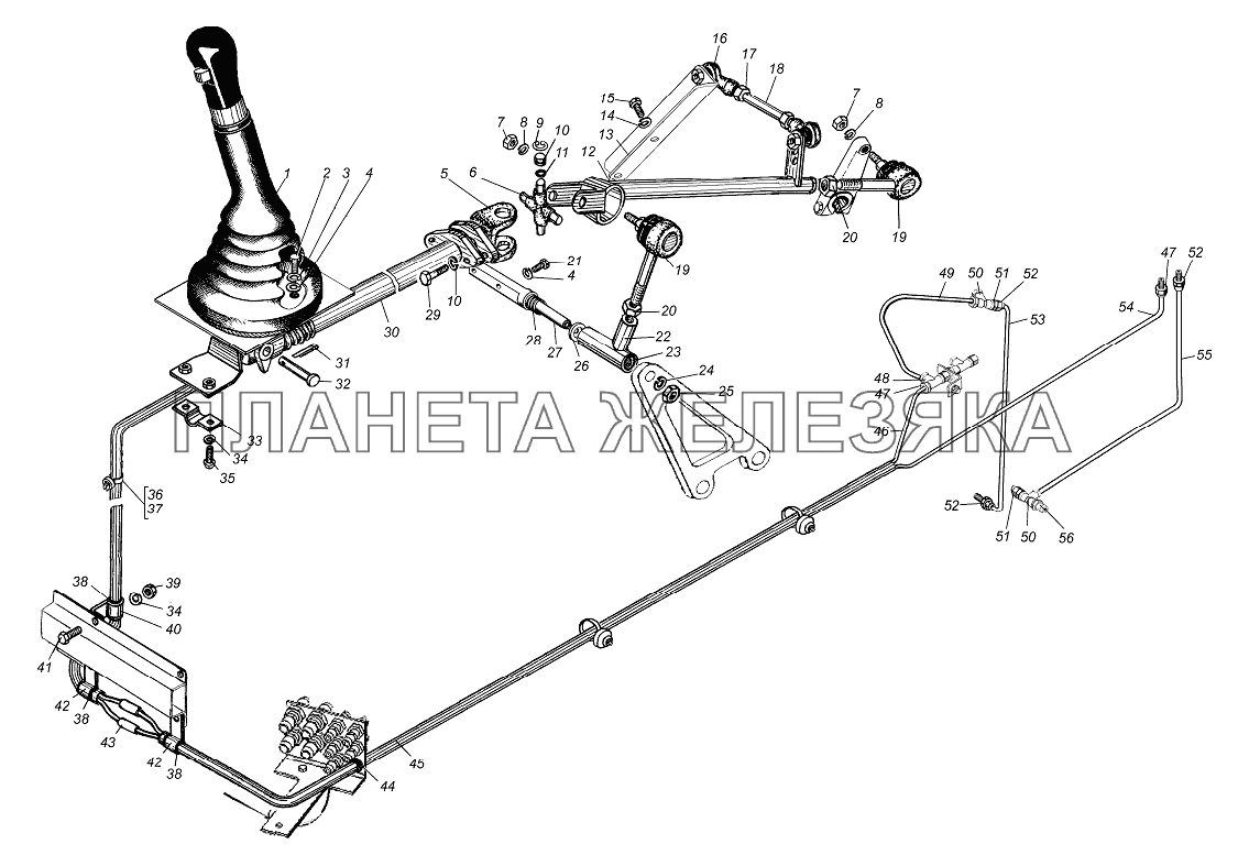 Установка управления коробкой передач УРАЛ-6370-1121