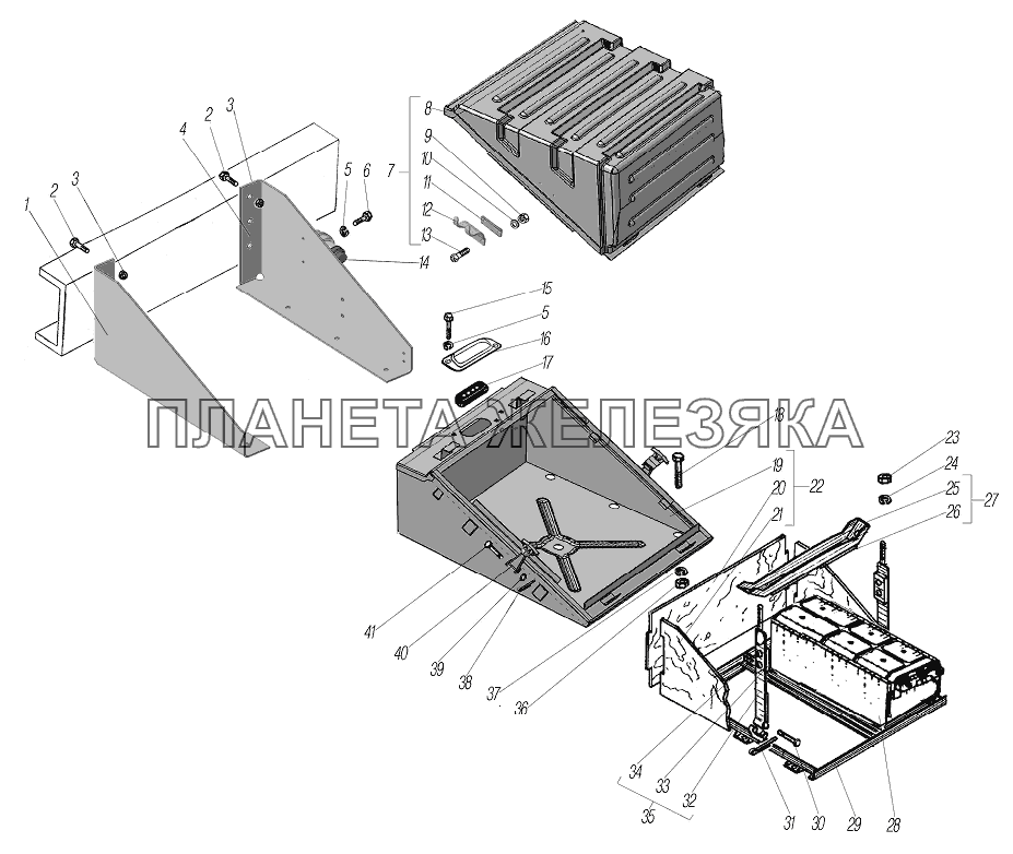 Установка контейнера аккумуляторных батарей УРАЛ-6370-1151