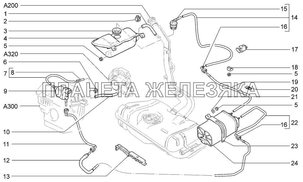 Система улавливания паров бензина LADA-1117, 1118, 1119