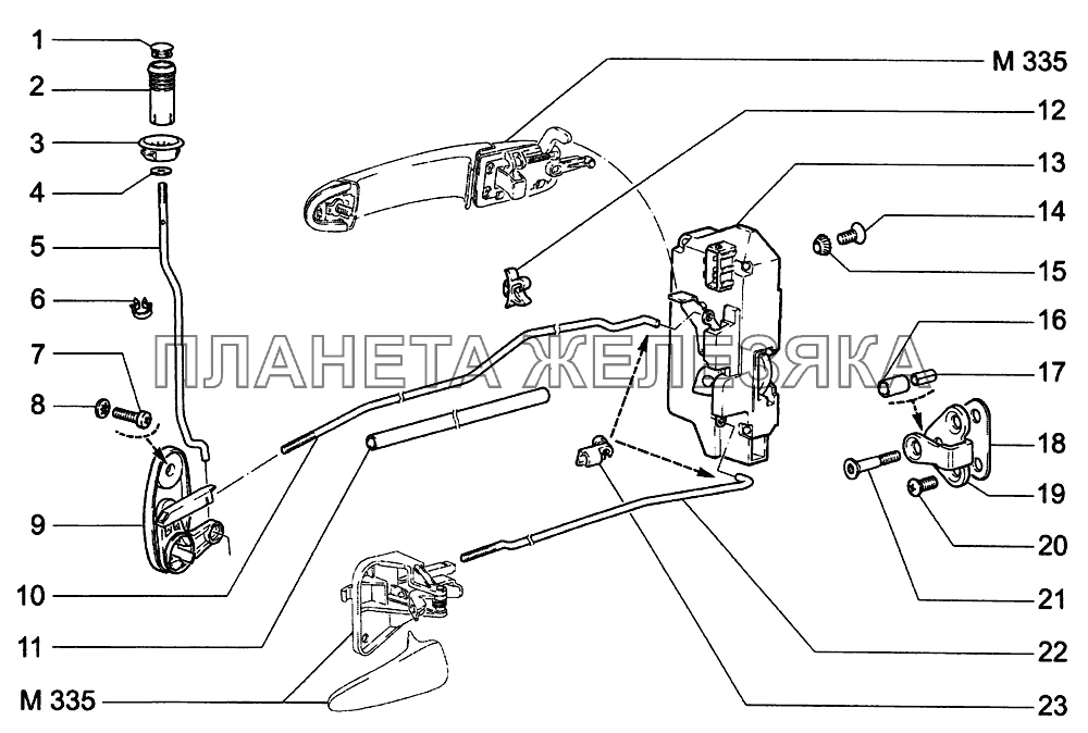 Замки задних дверей ВАЗ-1118 