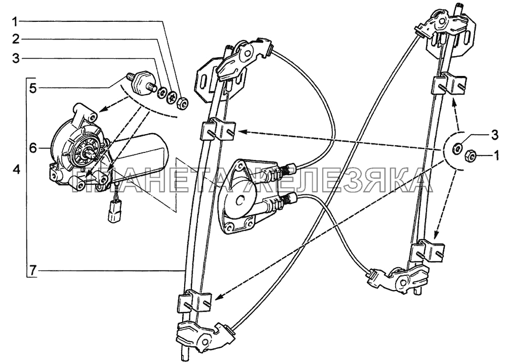 Стеклоподъемники передних дверей ВАЗ-1118 