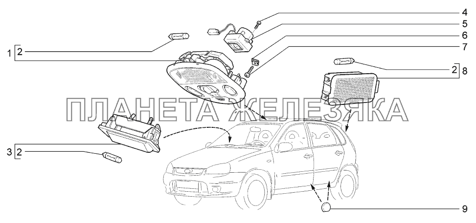 Освещение салона LADA-1119 Sport