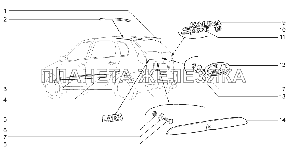 Орнаменты и накладки облицовочные LADA-1119 Sport