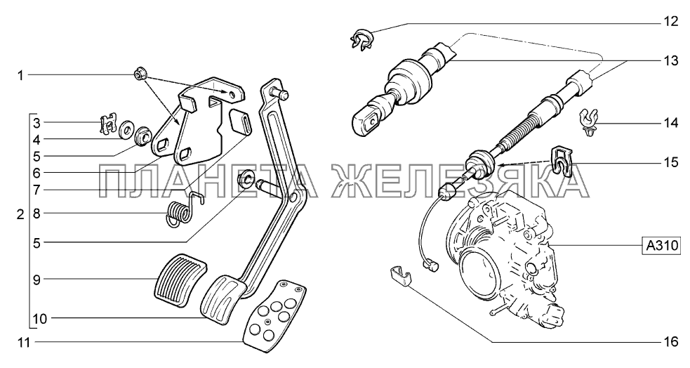 Привод акселератора LADA-1119 Sport