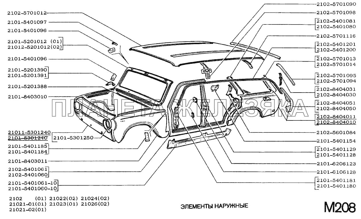 Элементы наружные ВАЗ-2101